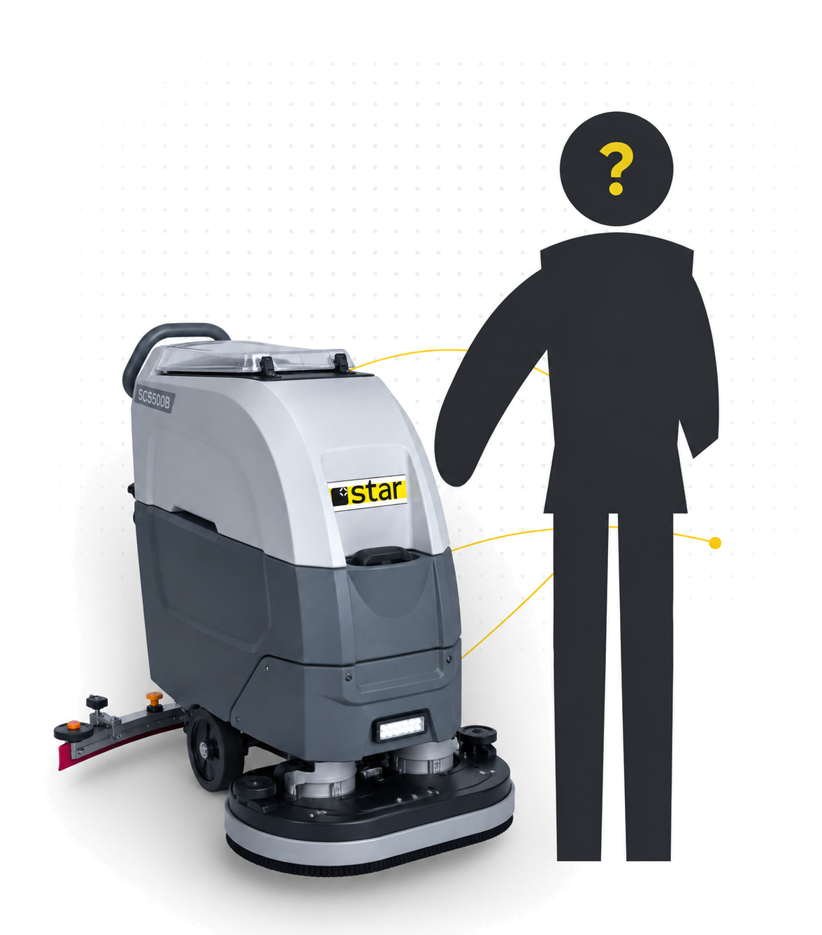 Star SC5500 B zemin temizleme makinesi ve bayi figürü